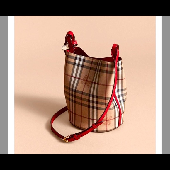 Burberry Bucket Small Lorne Red Leather Cross Body Bag - Picture 3 of 6